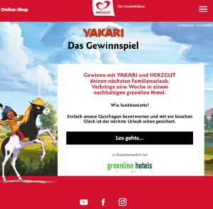 Die Gewinnspielseite